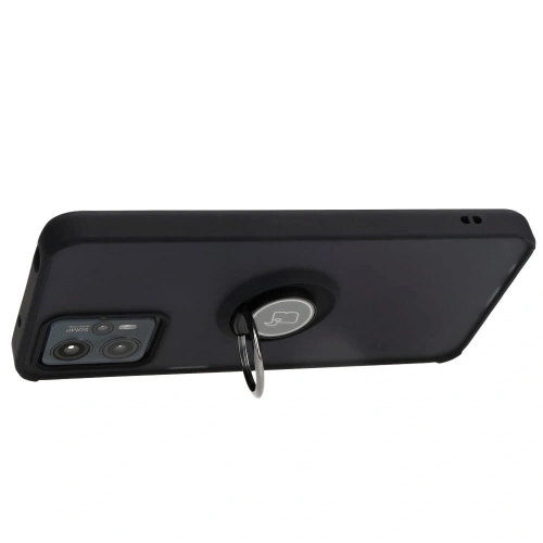 Etui z uchwytem na palec Bizon Case Hybrid Ring do Motorola Moto G13 / G23 / G53 5G przydymione z czarną ramką