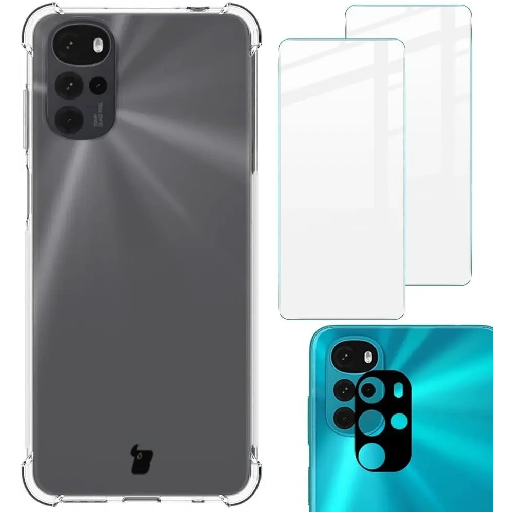 Hurtownia GSM - Etui + 2x sklo na obrazovku + objektiv Bizon Case Clear Pack do Moto G22 průhledné - BIZ521 - {ean13} - Hurt