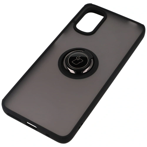 Etui z uchwytem na palec Bizon Case Hybrid Ring do Motorola Moto G22 / E32 / E32s przydymione z czarną ramką
