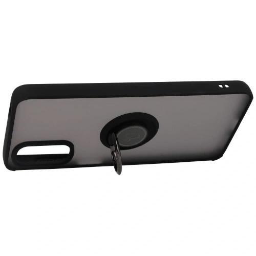 Etui z uchwytem na palec Bizon Case Hybrid Ring do Motorola Moto G22 / E32 / E32s przydymione z czarną ramką