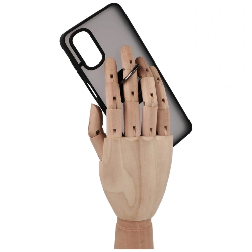 Etui z uchwytem na palec Bizon Case Hybrid Ring do Motorola Moto G22 / E32 / E32s przydymione z czarną ramką