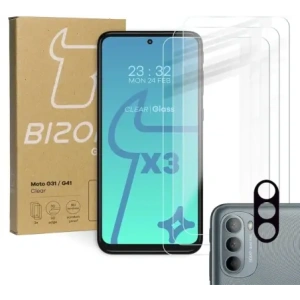 Hurtownia GSM - Szkło hartowane Bizon Glass Clear - 3 szt. + obiektyw Moto G31 / G41 - BIZ529 - {ean13} - Hurt