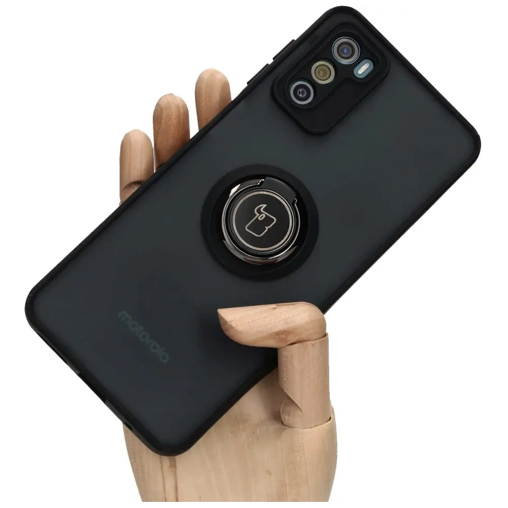 Hurtownia GSM - Etui s úchytem na prst Bizon Case Hybrid Ring pro Motorola Moto G42 kouřové s černým rámem - BIZ531 - {ean13} - Hurt