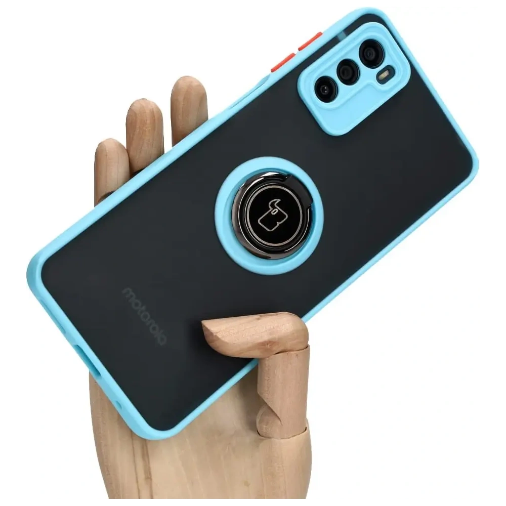 Wholesale Bizon Case Hybrid Ring Motorola Moto G42  smoky with a light blue frame - BIZ532 - {ean13} - Hurt