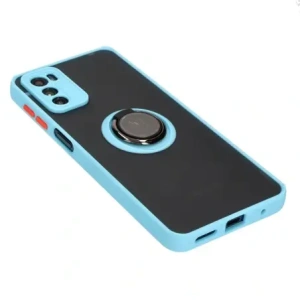 Hurtownia GSM - Etui s úchytem na prst Bizon Case Hybrid Ring pro Motorola Moto G42 kouřové s jasně modrým rámečkem - BIZ532 - {ean13} - Hurt