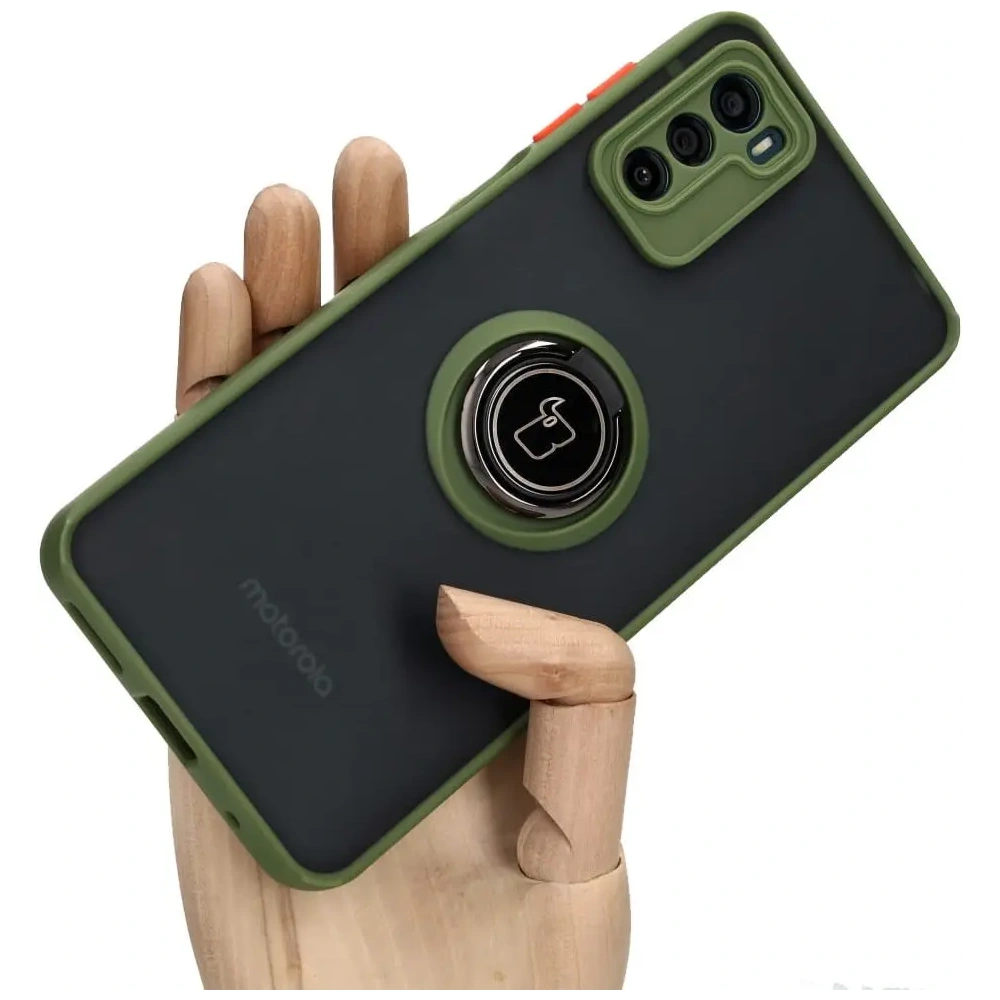 Hurtownia GSM - Bizon Case Hybrid Ring Motorola Moto G42 rauchig mit einem grünen Rahmen - BIZ533 - {ean13} - Hurt