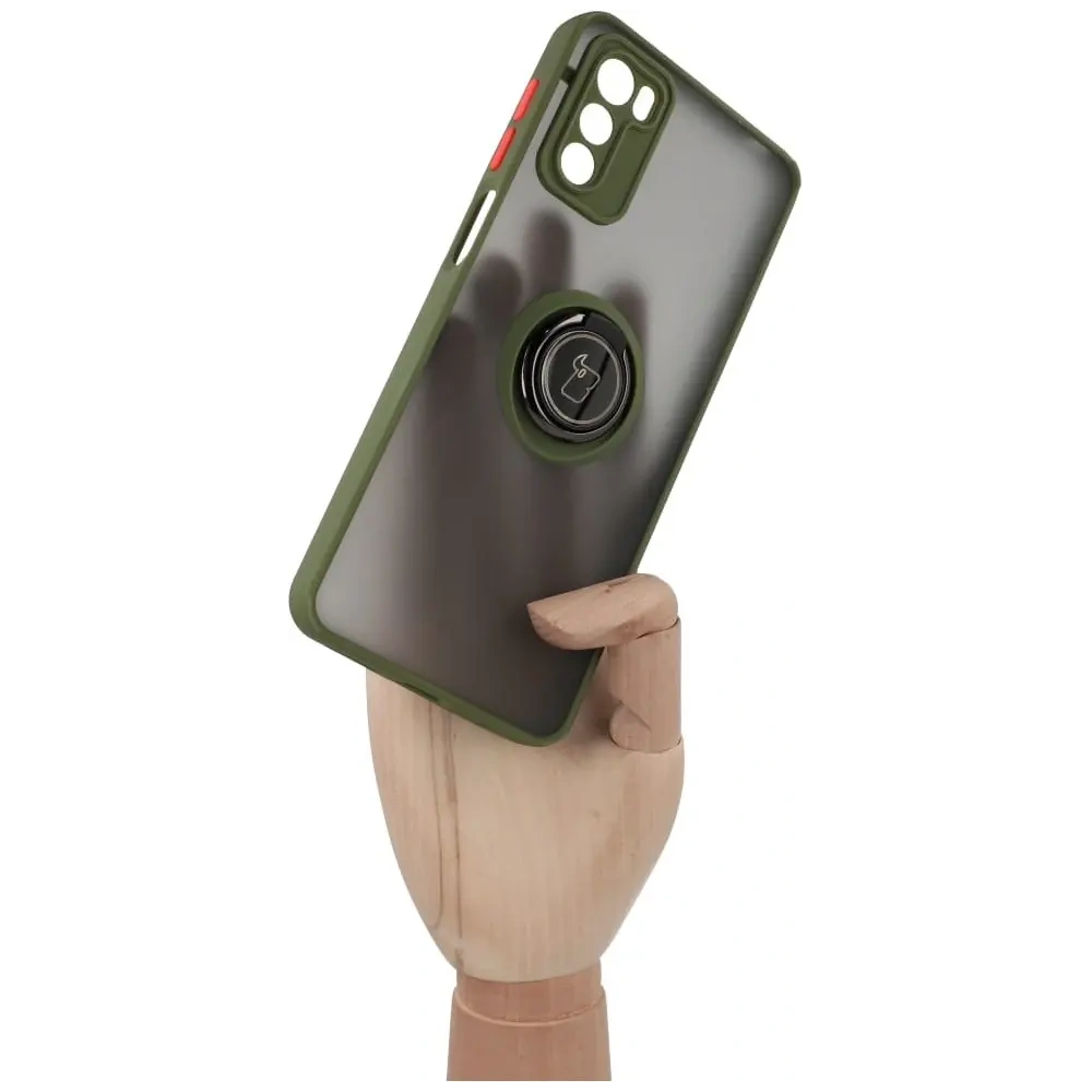 Hurtownia GSM - Bizon Case Hybrid Ring Motorola Moto G42 rauchig mit einem grünen Rahmen - BIZ533 - {ean13} - Hurt