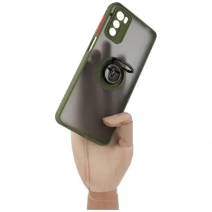 Hurtownia GSM - Etui s úchytem na prst Bizon Case Hybrid Ring pro Motorola Moto G42 kouřové se zeleným rámečkem - BIZ533 - {ean13} - Hurt