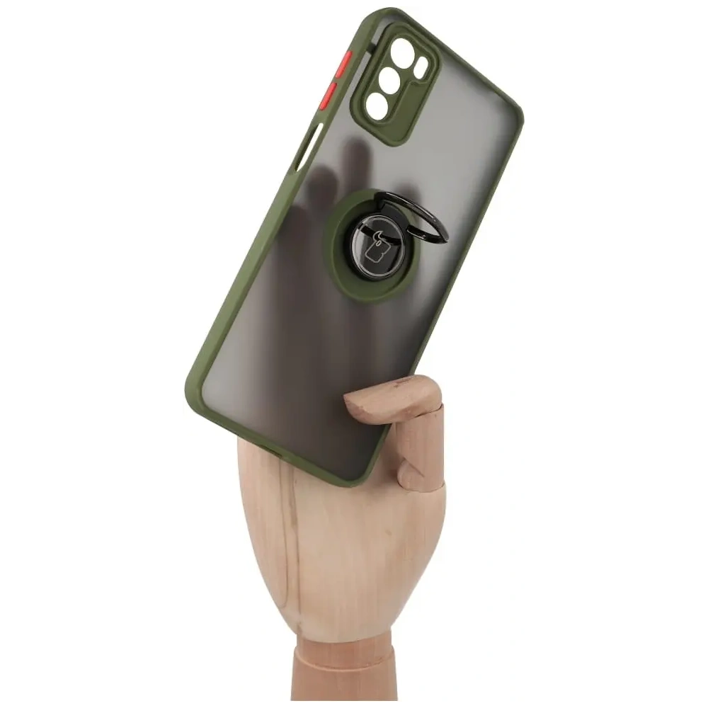 Hurtownia GSM - Bizon Case Hybrid Ring Motorola Moto G42 rauchig mit einem grünen Rahmen - BIZ533 - {ean13} - Hurt