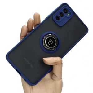 Hurtownia GSM - Etui s úchytem na prst Bizon Case Hybrid Ring pro Motorola Moto G42 kouřové s modrým rámečkem - BIZ534 - {ean13} - Hurt