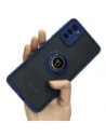 Bizon Case Hybrid Ring Motorola Moto G42 rauchig mit einem marineblauen Rahmen
