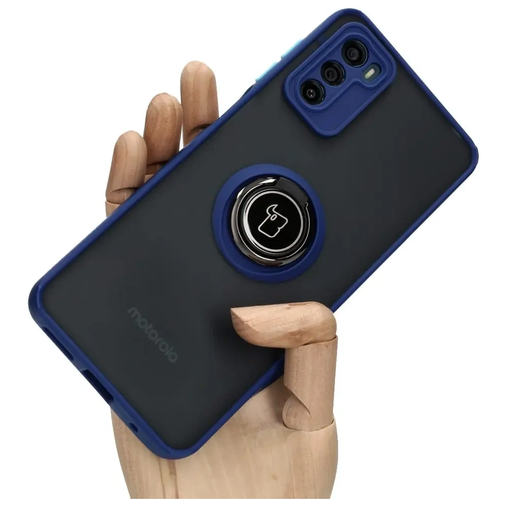 Hurtownia GSM - Etui z uchwytem na palec Bizon Case Hybrid Ring do Motorola Moto G42  przydymione z granatową ramką - BIZ534 - {ean13} - Hurt