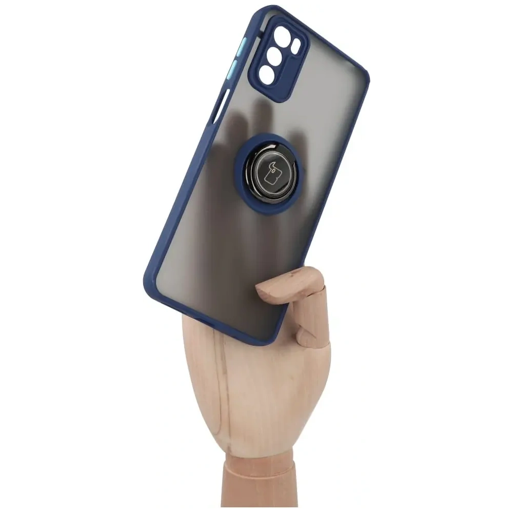 Hurtownia GSM - Etui z uchwytem na palec Bizon Case Hybrid Ring do Motorola Moto G42  przydymione z granatową ramką - BIZ534 - {ean13} - Hurt
