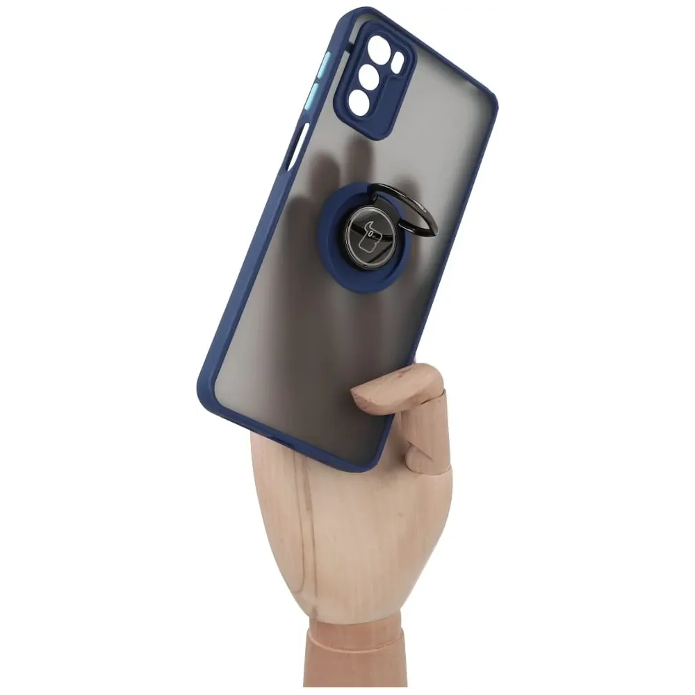 Hurtownia GSM - Etui z uchwytem na palec Bizon Case Hybrid Ring do Motorola Moto G42  przydymione z granatową ramką - BIZ534 - {ean13} - Hurt