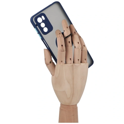 Etui z uchwytem na palec Bizon Case Hybrid Ring do Motorola Moto G42  przydymione z granatową ramką