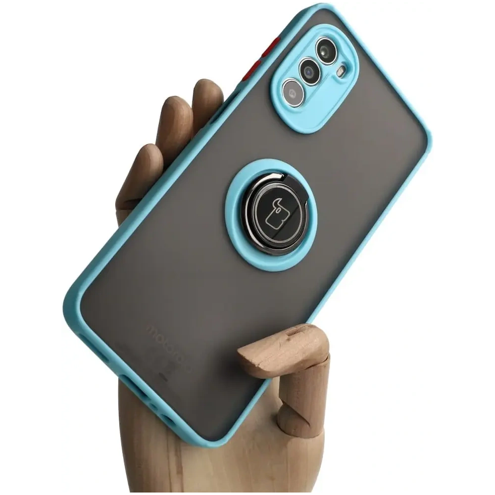 Hurtownia GSM - Bizon Case Hybrid Ring Motorola Moto G52 / G82 rauchig mit einem hellblauen Rahmen - BIZ540 - {ean13} - Hurt