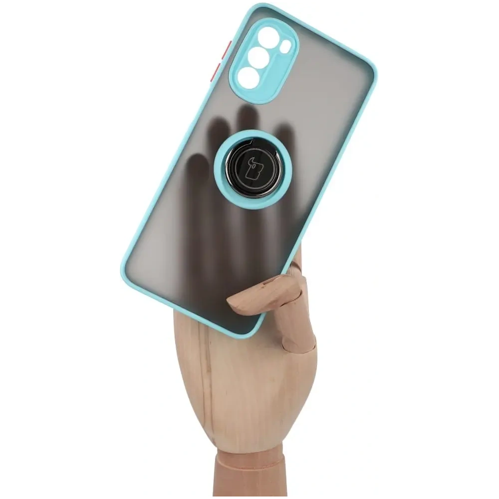 Hurtownia GSM - Bizon Case Hybrid Ring Motorola Moto G52 / G82 rauchig mit einem hellblauen Rahmen - BIZ540 - {ean13} - Hurt