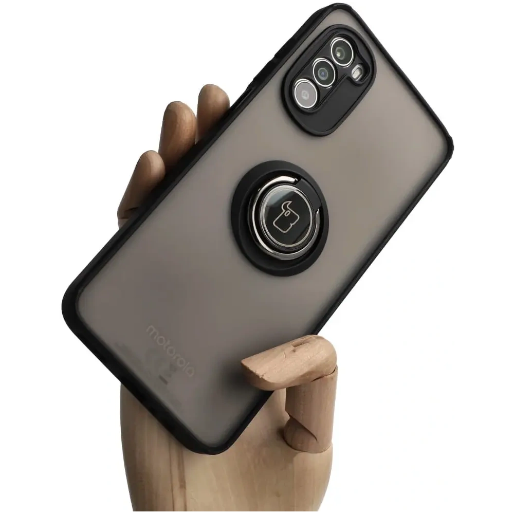 Wholesale Bizon Case Hybrid Ring Motorola Moto G52 / G82 smoky with a black frame - BIZ541 - {ean13} - Hurt