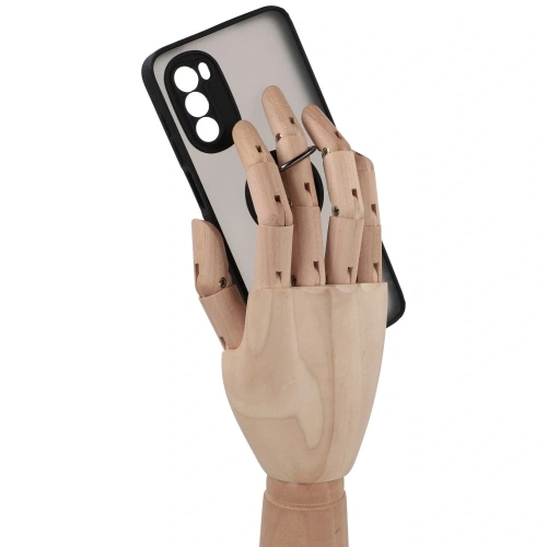 Etui z uchwytem na palec Bizon Case Hybrid Ring do Motorola Moto G52 / G82 przydymione z czarną ramką
