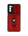 Bizon Case Camshield Card Slot Ring Moto G62 5G roșu