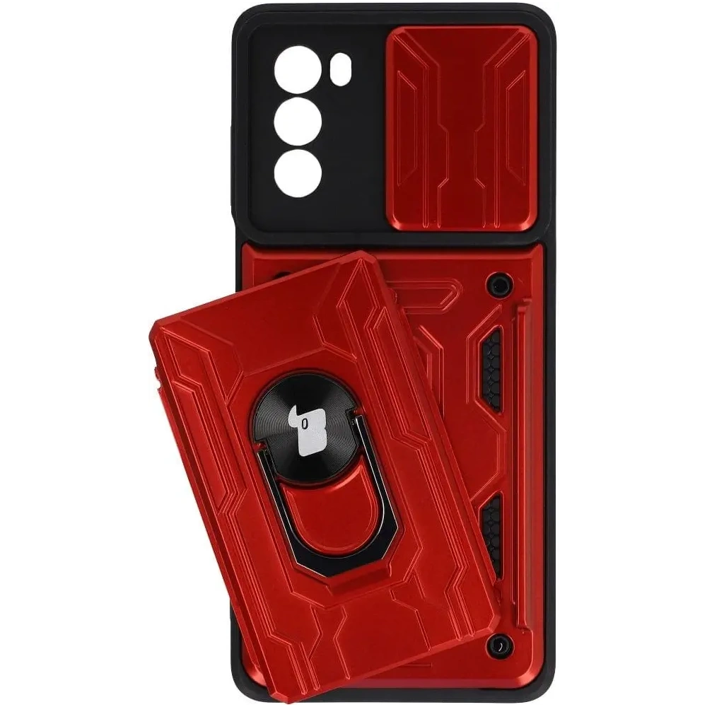 Hurtownia GSM - Etui Bizon Case Camshield Card Slot Ring do Moto G62 5G czerwone - BIZ546 - {ean13} - Hurt