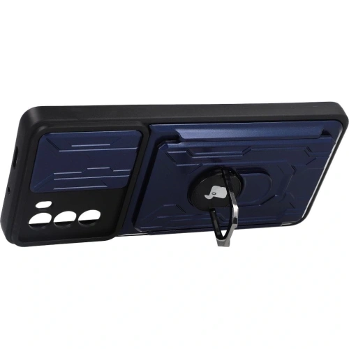 Etui Bizon Case Camshield Card Slot Ring do Moto G62 5G granatowe