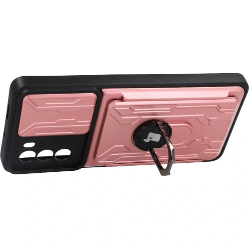 Etui Bizon Case Camshield Card Slot Ring do Moto G62 5G jasnoróżowe