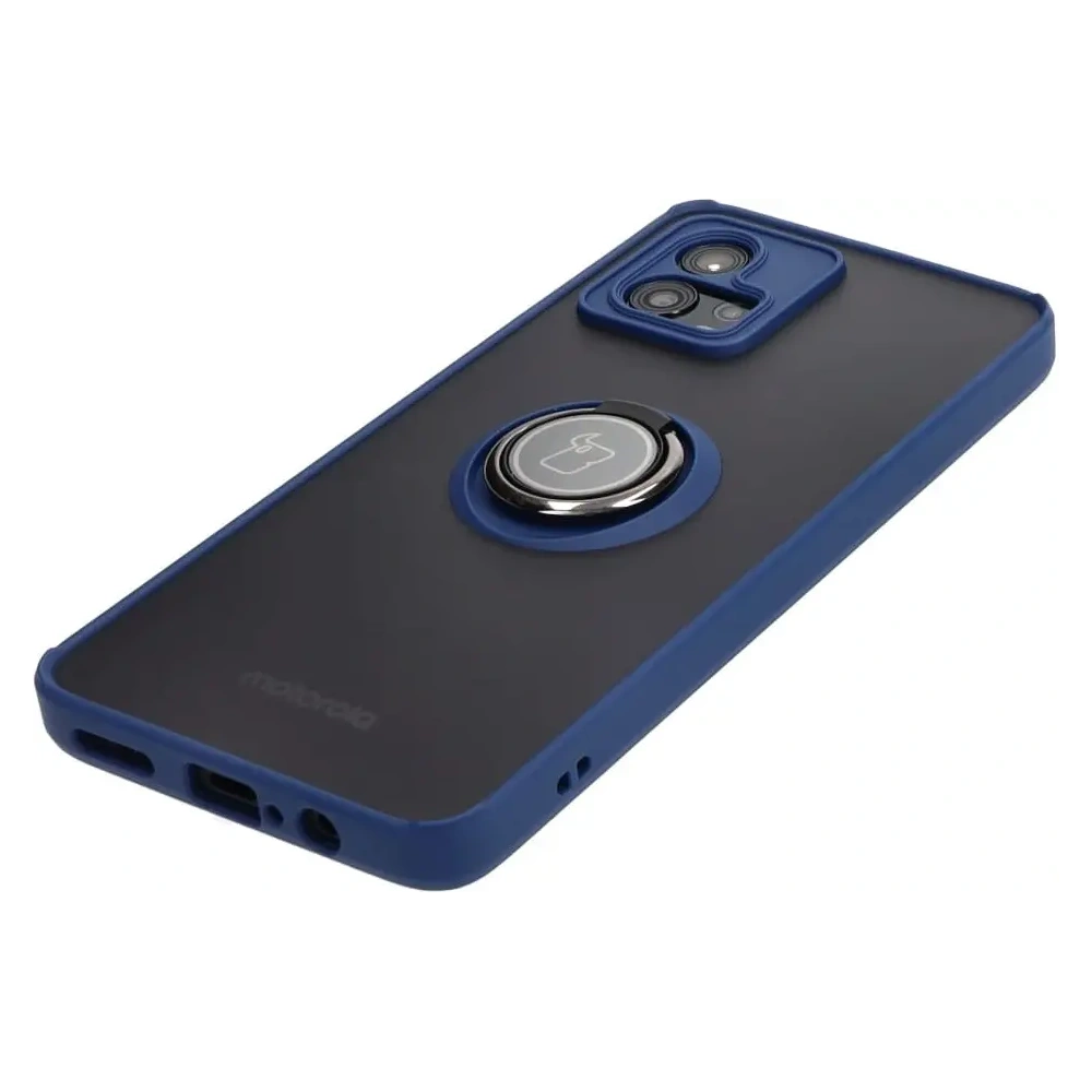 Hurtownia GSM - Bizon Case Hybrid Ring Motorola Moto G72 fumuriu cu un cadru albastru marin - BIZ550 - {ean13} - Hurt