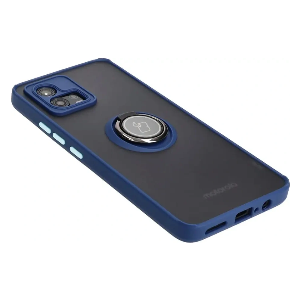 Hurtownia GSM - Bizon Case Hybrid Ring Motorola Moto G72 fumuriu cu un cadru albastru marin - BIZ550 - {ean13} - Hurt