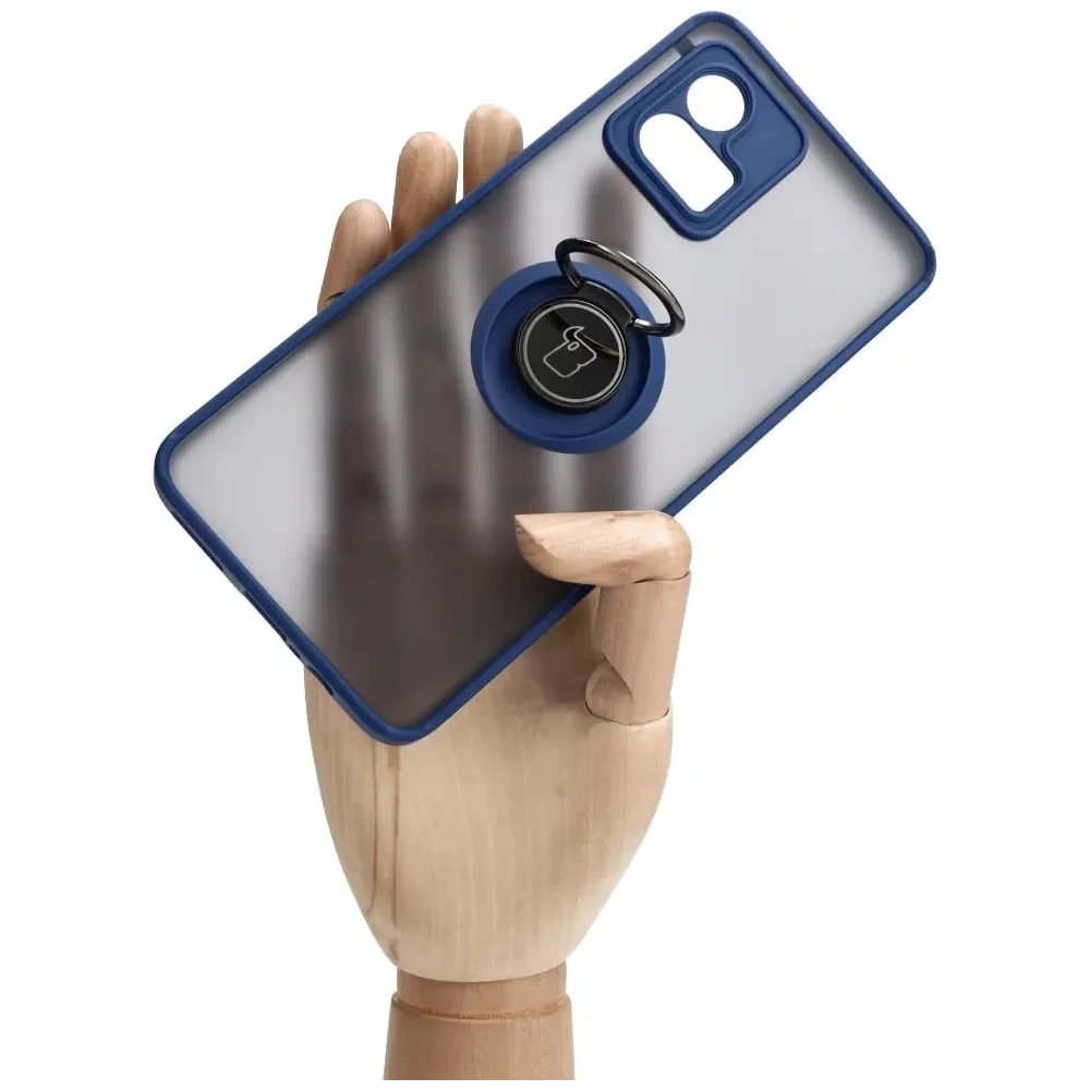 Hurtownia GSM - Etui z uchwytem na palec Bizon Case Hybrid Ring do Motorola Moto G72 przydymione z granatową ramką - BIZ550 - {ean13} - Hurt