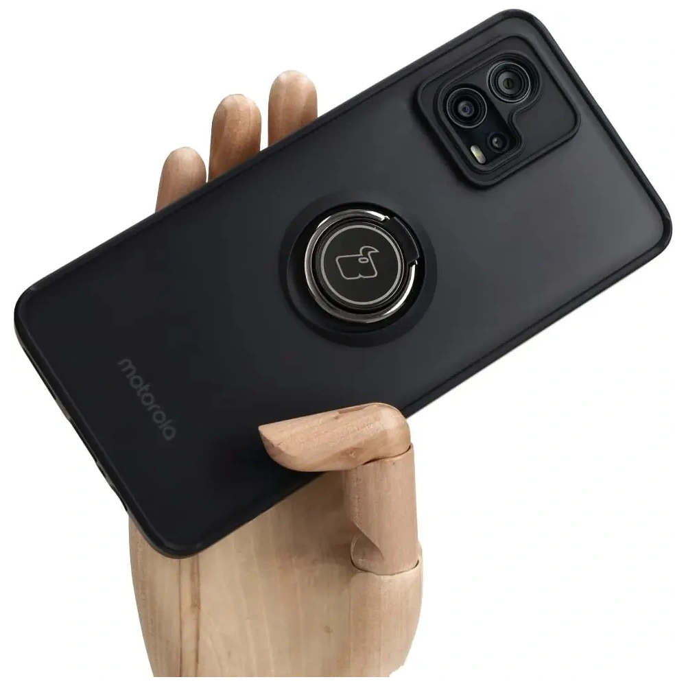 Wholesale Bizon Case Hybrid Ring Motorola Moto G72 smoky with a black frame - BIZ552 - {ean13} - Hurt