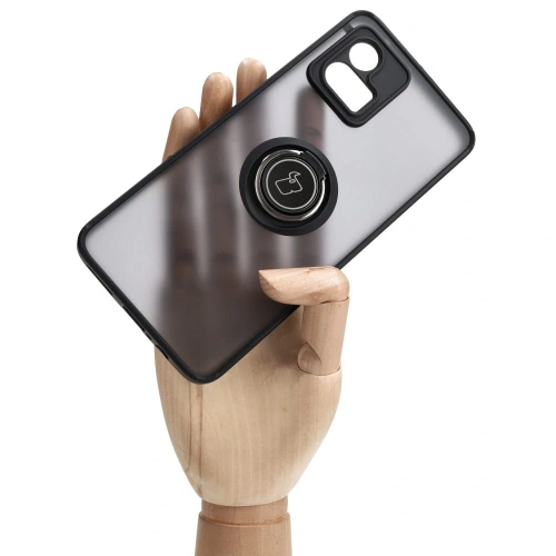 Etui z uchwytem na palec Bizon Case Hybrid Ring do Motorola Moto G72 przydymione z czarną ramką