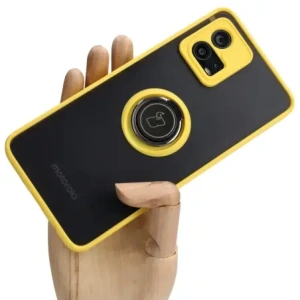 Hurtownia GSM - Etui s úchytem na prst Bizon Case Hybrid Ring pro Motorola Moto G72 kouřové se žlutým rámečkem - BIZ553 - {ean13} - Hurt
