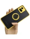 Caz hibrid Bizon Ring Motorola Moto G72 fumuriu cu un cadru galben