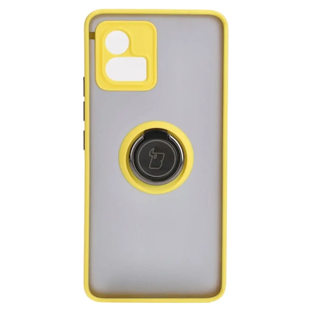 Wholesale Bizon Case Hybrid Ring Motorola Moto G72 smoky with a yellow frame - BIZ553 - {ean13} - Hurt