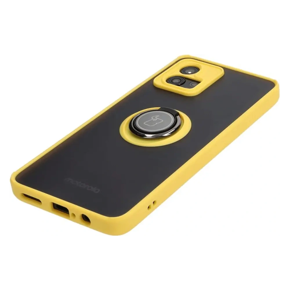 Wholesale Bizon Case Hybrid Ring Motorola Moto G72 smoky with a yellow frame - BIZ553 - {ean13} - Hurt