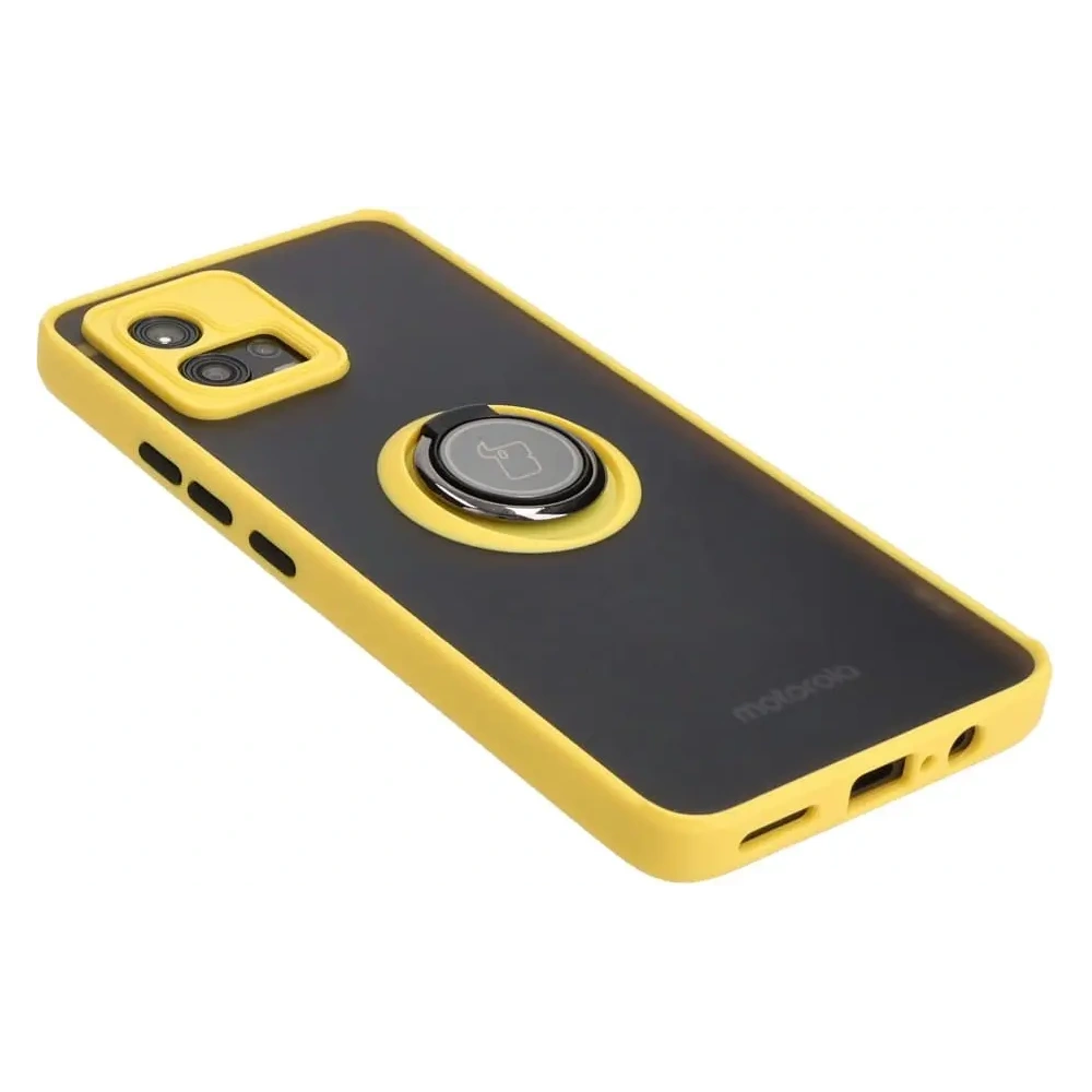 Wholesale Bizon Case Hybrid Ring Motorola Moto G72 smoky with a yellow frame - BIZ553 - {ean13} - Hurt