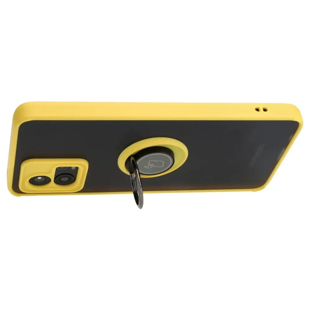 Wholesale Bizon Case Hybrid Ring Motorola Moto G72 smoky with a yellow frame - BIZ553 - {ean13} - Hurt