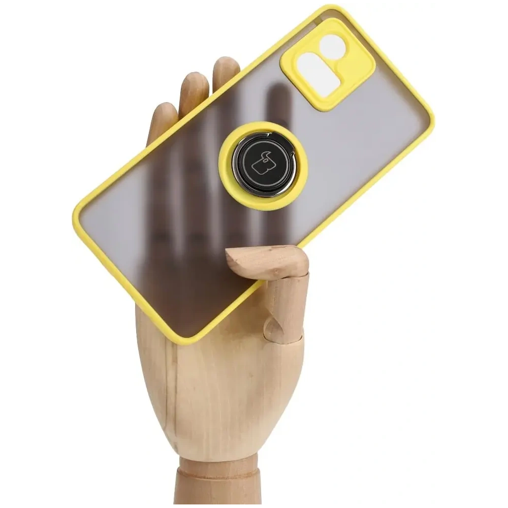 Wholesale Bizon Case Hybrid Ring Motorola Moto G72 smoky with a yellow frame - BIZ553 - {ean13} - Hurt