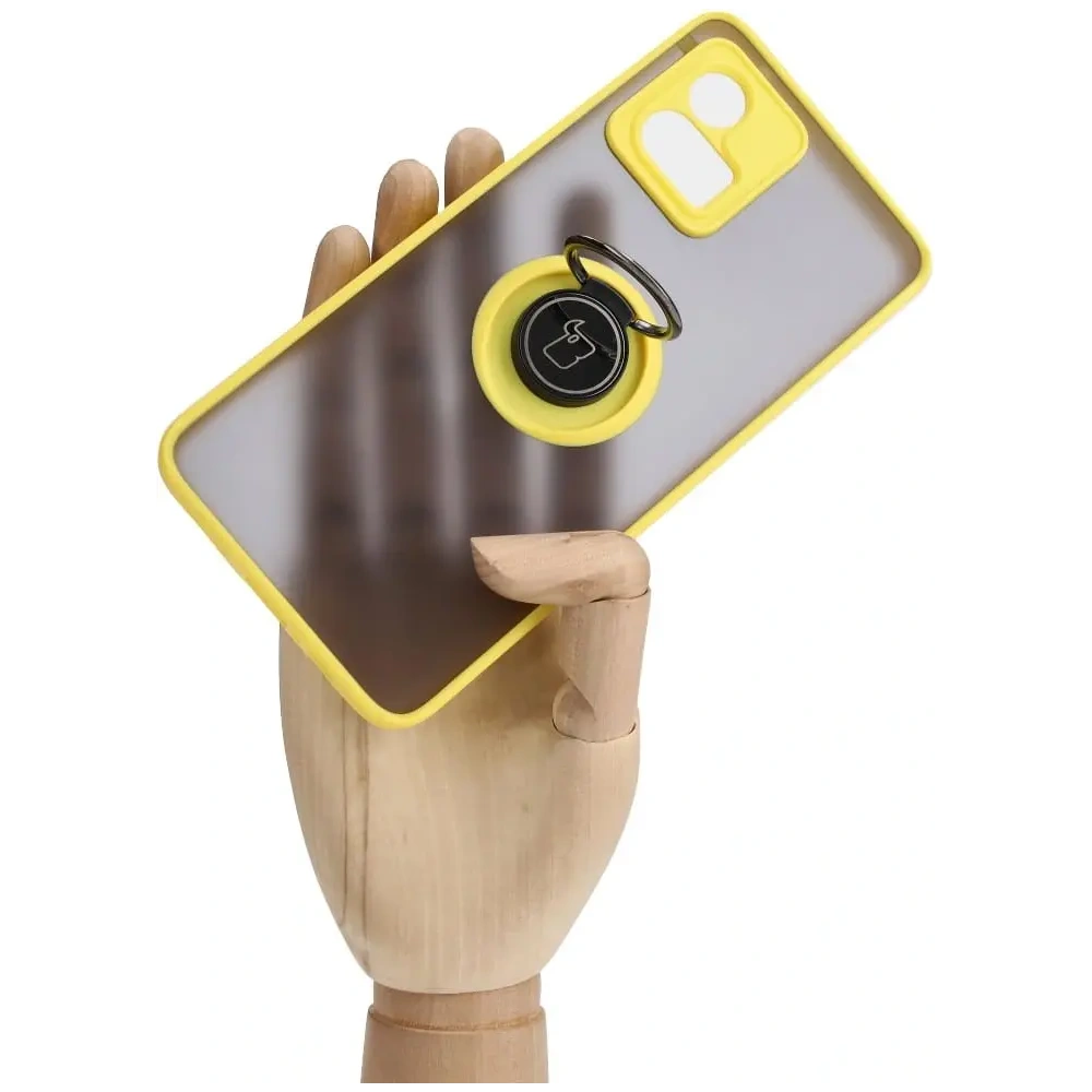 Wholesale Bizon Case Hybrid Ring Motorola Moto G72 smoky with a yellow frame - BIZ553 - {ean13} - Hurt