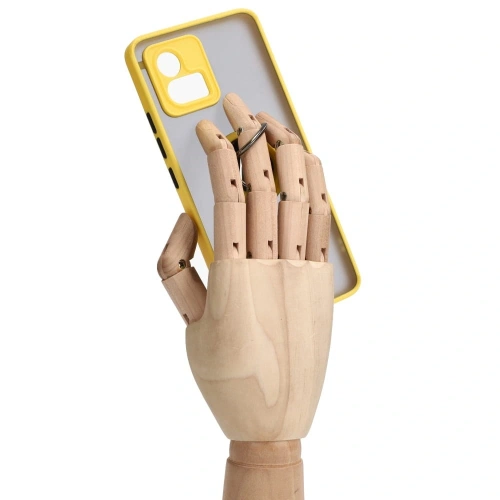 Etui z uchwytem na palec Bizon Case Hybrid Ring do Motorola Moto G72 przydymione z żółtą ramką