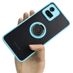 Hurtownia GSM - Etui s držákem na prst Bizon Case Hybrid Ring pro Motorola Moto G72 kouřové s jasně modrým rámem - BIZ555 - {ean13} - Hurt