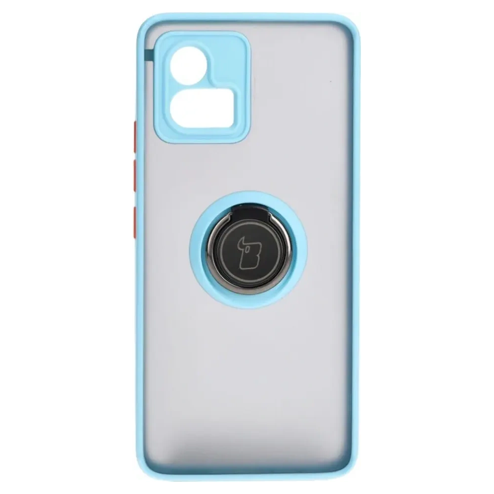 Hurtownia GSM - Etui s držákem na prst Bizon Case Hybrid Ring pro Motorola Moto G72 kouřové s jasně modrým rámem - BIZ555 - {ean13} - Hurt