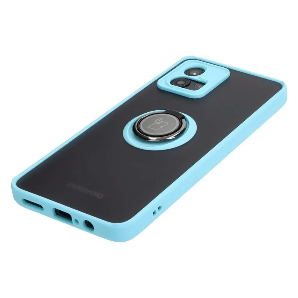 Hurtownia GSM - Etui s držákem na prst Bizon Case Hybrid Ring pro Motorola Moto G72 kouřové s jasně modrým rámem - BIZ555 - {ean13} - Hurt