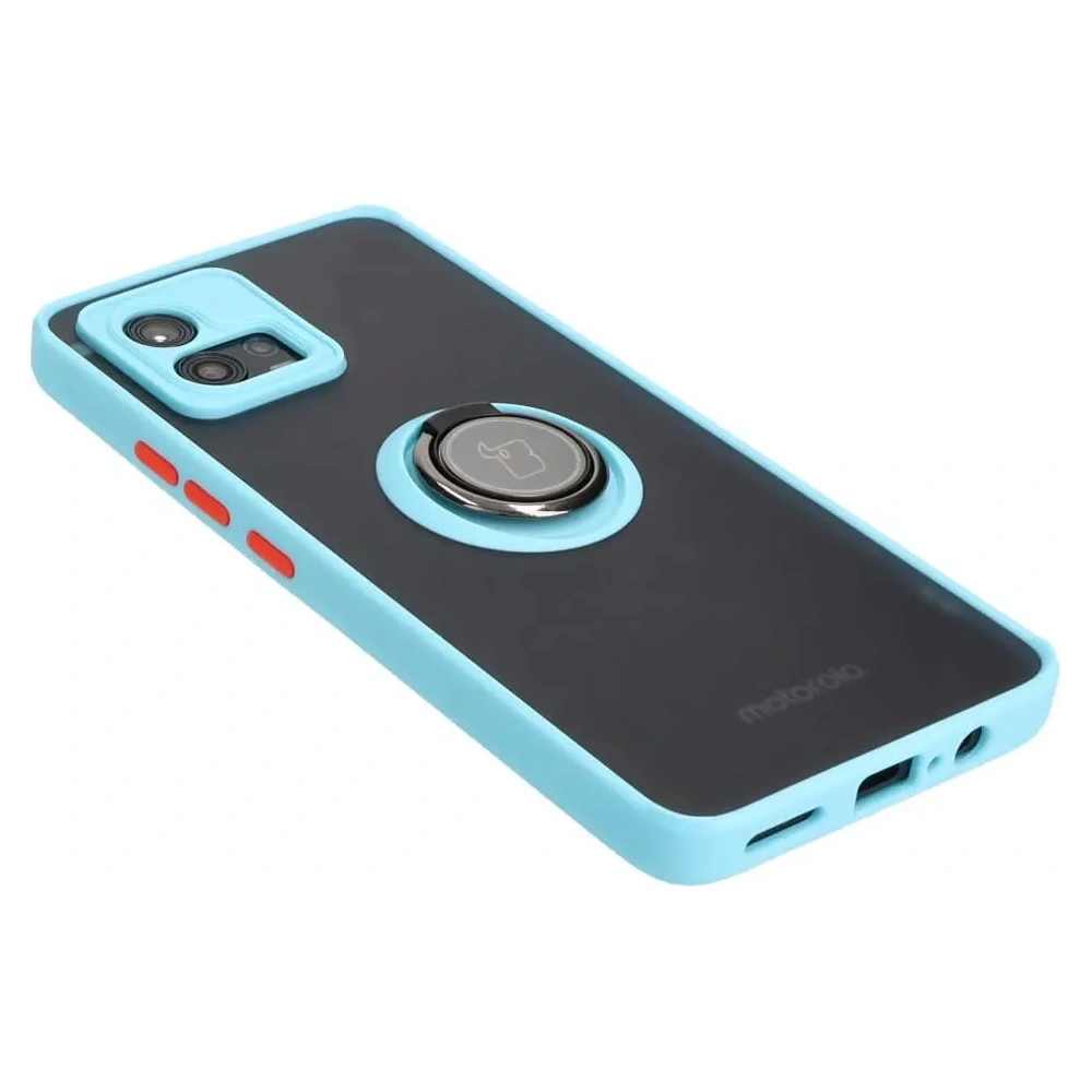 Hurtownia GSM - Bizon Case Hybrid Ring Motorola Moto G72 füstös színű, világoskék kerettel - BIZ555 - {ean13} - Hurt