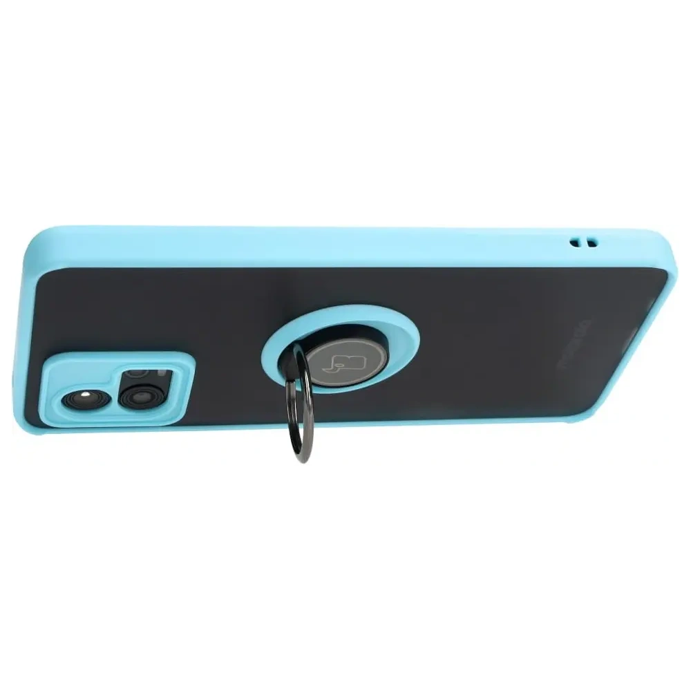 Hurtownia GSM - Etui z uchwytem na palec Bizon Case Hybrid Ring do Motorola Moto G72 przydymione z jasnoniebieską ramką - BIZ555 - {ean13} - Hurt