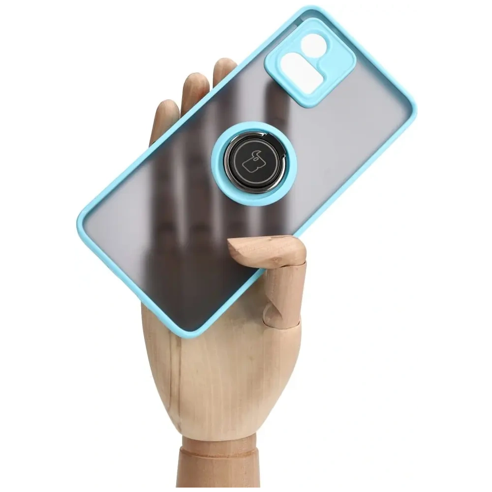 Hurtownia GSM - Etui s držákem na prst Bizon Case Hybrid Ring pro Motorola Moto G72 kouřové s jasně modrým rámem - BIZ555 - {ean13} - Hurt
