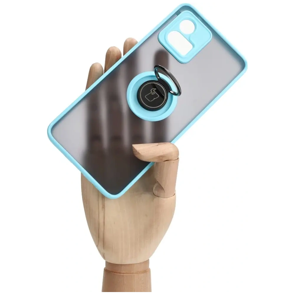 Hurtownia GSM - Etui z uchwytem na palec Bizon Case Hybrid Ring do Motorola Moto G72 przydymione z jasnoniebieską ramką - BIZ555 - {ean13} - Hurt