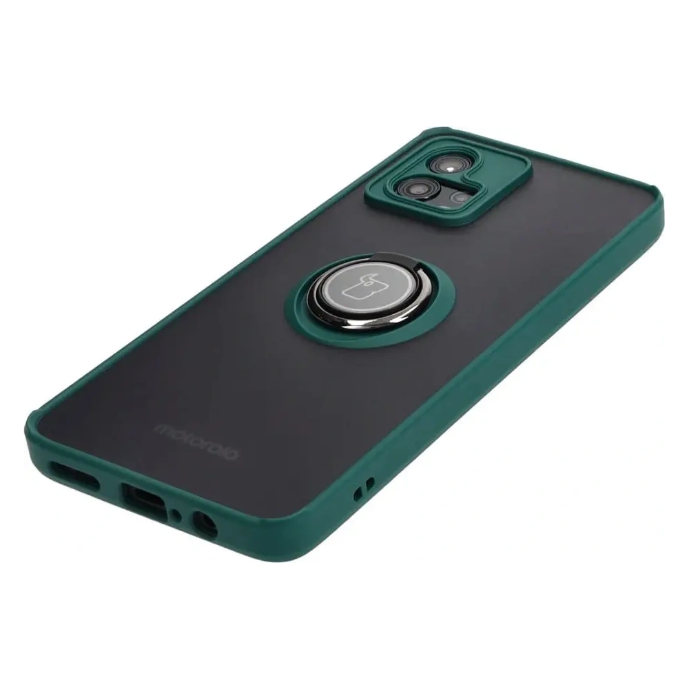 Hurtownia GSM - Etui s úchytem na prst Bizon Case Hybrid Ring pro Motorola Moto G72 kouřové s tmavě zeleným rámem - BIZ556 - {ean13} - Hurt
