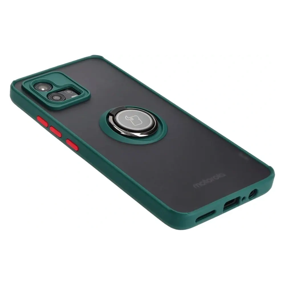 Hurtownia GSM - Etui s úchytem na prst Bizon Case Hybrid Ring pro Motorola Moto G72 kouřové s tmavě zeleným rámem - BIZ556 - {ean13} - Hurt